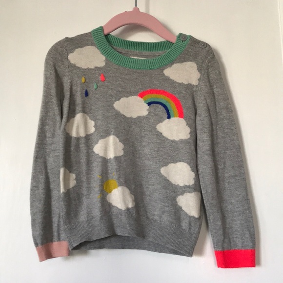Mini Boden Rainbow And Clouds Sweater 